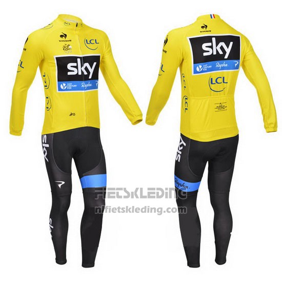 2013 Fietskleding Sky Lider Geel en Zwart Lange Mouwen en Koersbroek